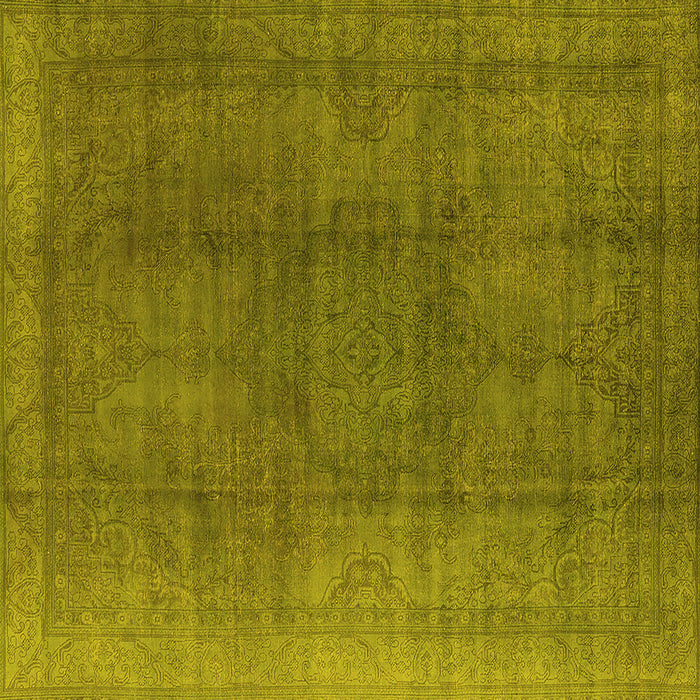 Square Machine Washable Oriental Yellow Industrial Rug, wshurb566yw