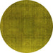 Round Oriental Yellow Industrial Rug, urb566yw