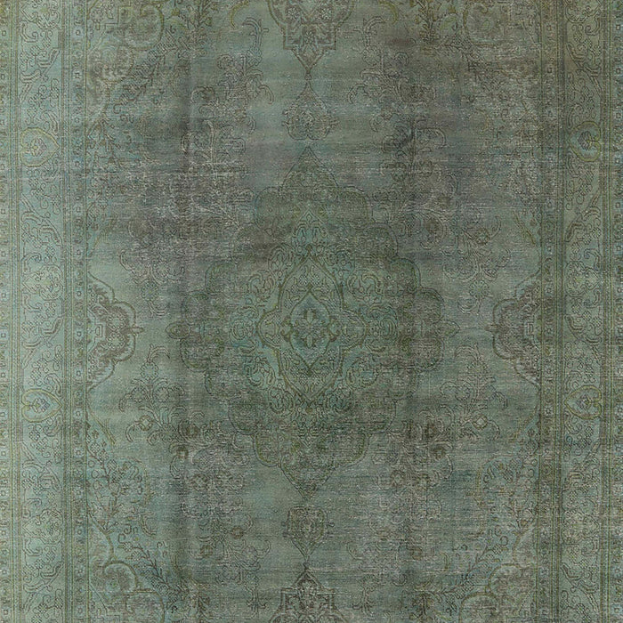 Mid-Century Modern Dark Olive Green Oriental Rug, urb566