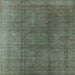 Square Mid-Century Modern Dark Olive Green Oriental Rug, urb566