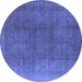 Round Oriental Blue Industrial Rug, urb566blu