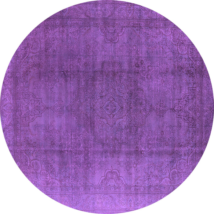Round Machine Washable Oriental Purple Industrial Area Rugs, wshurb566pur