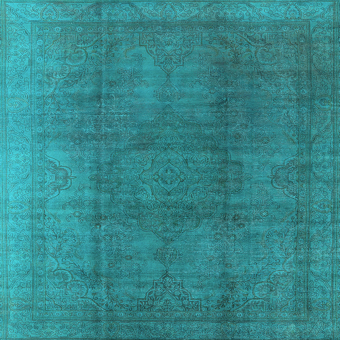 Square Machine Washable Oriental Light Blue Industrial Rug, wshurb566lblu