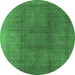 Round Oriental Emerald Green Industrial Rug, urb566emgrn