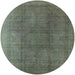 Round Machine Washable Industrial Modern Dark Olive Green Rug, wshurb566