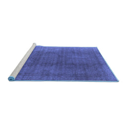 Sideview of Machine Washable Oriental Blue Industrial Rug, wshurb566blu