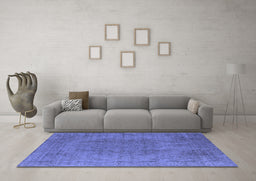 Machine Washable Oriental Blue Industrial Rug in a Living Room, wshurb567blu