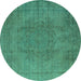 Round Oriental Turquoise Industrial Rug, urb567turq