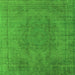 Square Machine Washable Oriental Green Industrial Area Rugs, wshurb567grn