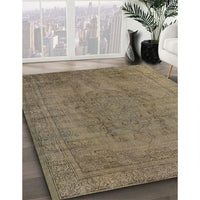 Mid-Century Modern Dark Almond Brown Oriental Rug, urb567