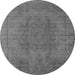 Round Machine Washable Oriental Gray Industrial Rug, wshurb567gry