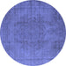 Round Oriental Blue Industrial Rug, urb567blu