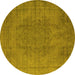 Round Oriental Yellow Industrial Rug, urb567yw