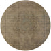 Round Mid-Century Modern Dark Almond Brown Oriental Rug, urb567