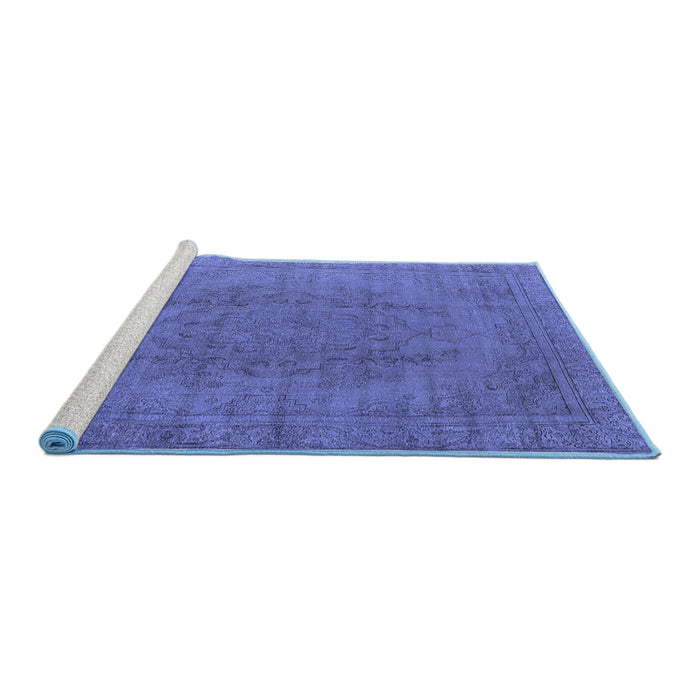 Sideview of Machine Washable Oriental Blue Industrial Rug, wshurb567blu