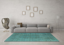Machine Washable Oriental Light Blue Industrial Rug in a Living Room, wshurb567lblu