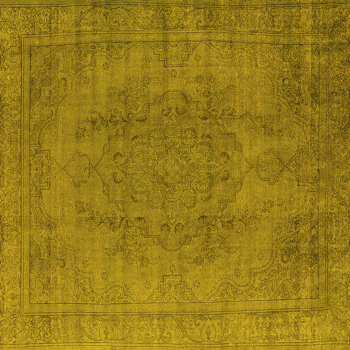 Square Machine Washable Oriental Yellow Industrial Rug, wshurb567yw