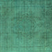 Square Oriental Turquoise Industrial Rug, urb567turq