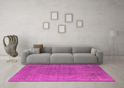 Machine Washable Oriental Pink Industrial Rug in a Living Room, wshurb567pnk