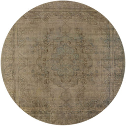 Round Machine Washable Industrial Modern Dark Almond Brown Rug, wshurb567