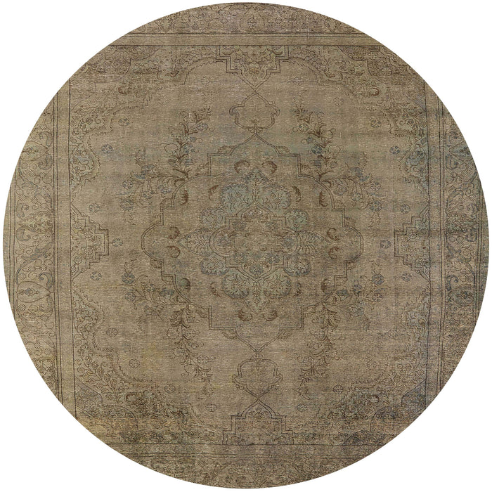 Round Machine Washable Industrial Modern Dark Almond Brown Rug, wshurb567