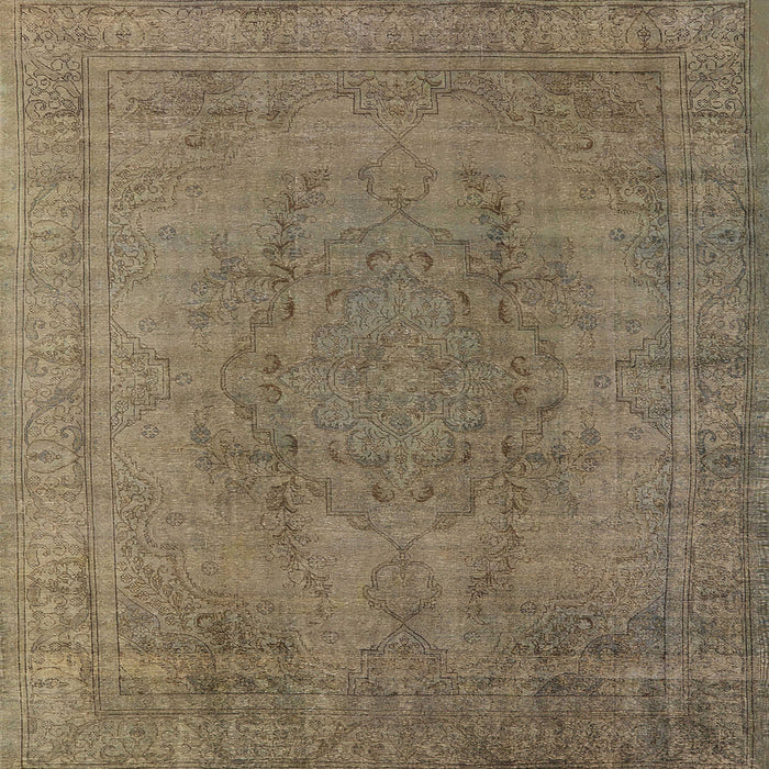 Square Mid-Century Modern Dark Almond Brown Oriental Rug, urb567