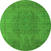 Round Oriental Green Industrial Rug, urb567grn