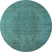 Round Oriental Light Blue Industrial Rug, urb567lblu