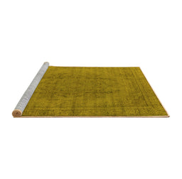 Sideview of Machine Washable Oriental Yellow Industrial Rug, wshurb567yw