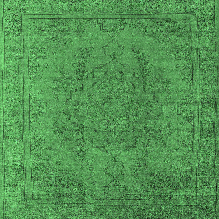 Square Machine Washable Oriental Emerald Green Industrial Area Rugs, wshurb567emgrn