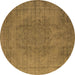 Round Oriental Brown Industrial Rug, urb567brn