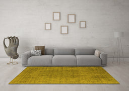 Machine Washable Oriental Yellow Industrial Rug in a Living Room, wshurb567yw