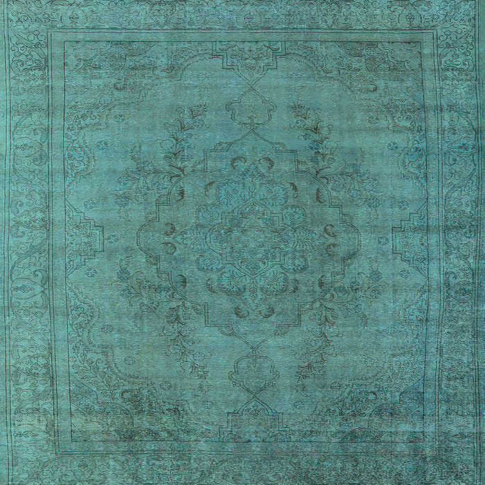 Square Machine Washable Oriental Light Blue Industrial Rug, wshurb567lblu
