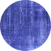 Round Oriental Blue Industrial Rug, urb568blu