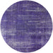 Round Machine Washable Industrial Modern Amethyst Purple Rug, wshurb568