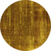 Round Oriental Yellow Industrial Rug, urb568yw