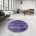 Round Mid-Century Modern Purple Oriental Rug in a Office, urb568