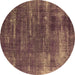 Round Oriental Brown Industrial Rug, urb568brn