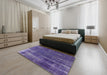 Mid-Century Modern Purple Oriental Rug in a Bedroom, urb568