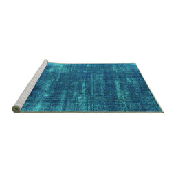 Sideview of Machine Washable Oriental Turquoise Industrial Area Rugs, wshurb568turq