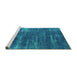 Sideview of Machine Washable Oriental Turquoise Industrial Area Rugs, wshurb568turq