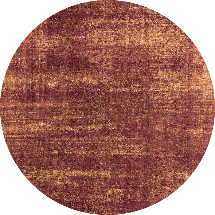 Round Machine Washable Oriental Orange Industrial Area Rugs, wshurb568org