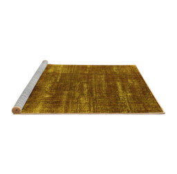 Sideview of Machine Washable Oriental Yellow Industrial Rug, wshurb568yw