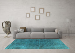 Machine Washable Oriental Light Blue Industrial Rug in a Living Room, wshurb569lblu