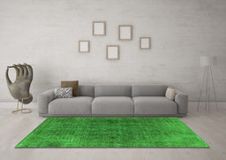 Machine Washable Oriental Green Industrial Area Rugs in a Living Room,, wshurb569grn