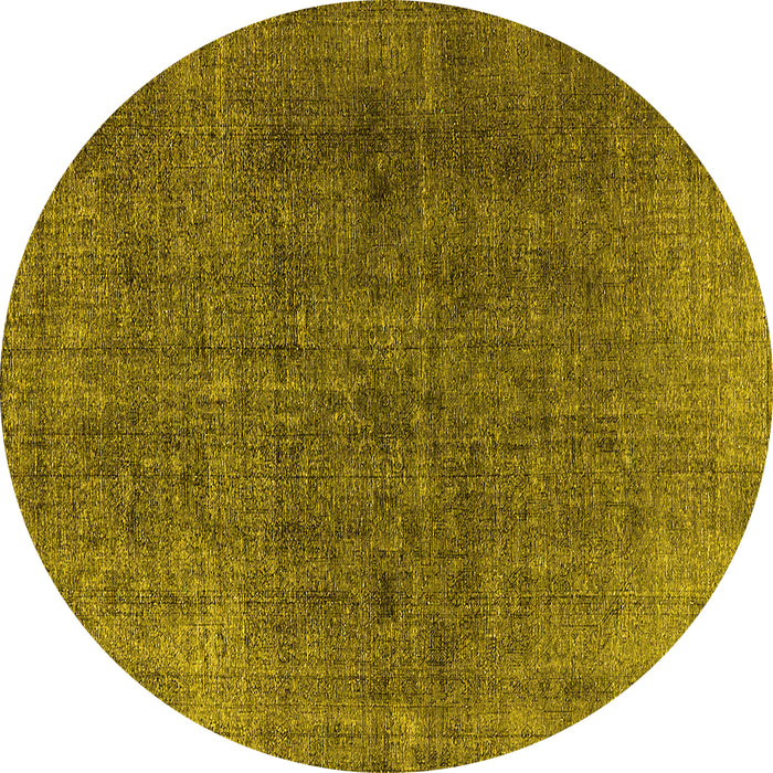 Round Machine Washable Oriental Yellow Industrial Rug, wshurb569yw