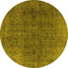 Round Machine Washable Oriental Yellow Industrial Rug, wshurb569yw