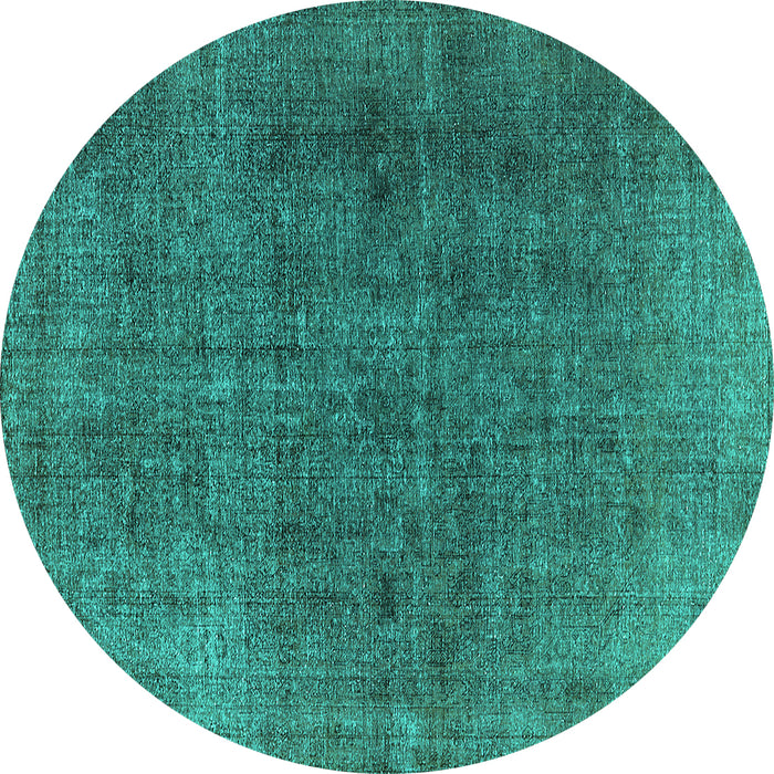 Round Oriental Turquoise Industrial Rug, urb569turq