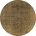 Round Machine Washable Oriental Brown Industrial Rug, wshurb569brn