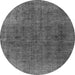 Round Machine Washable Oriental Gray Industrial Rug, wshurb569gry